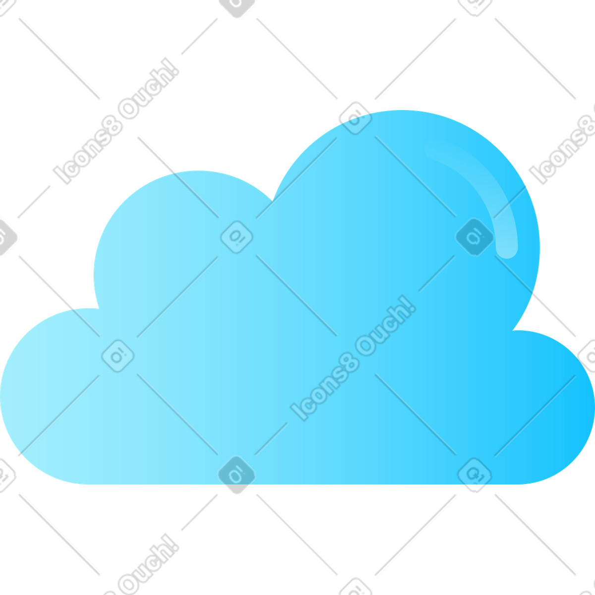 White blue gradient cloud illustration in Hugo style download in PNG, SVG