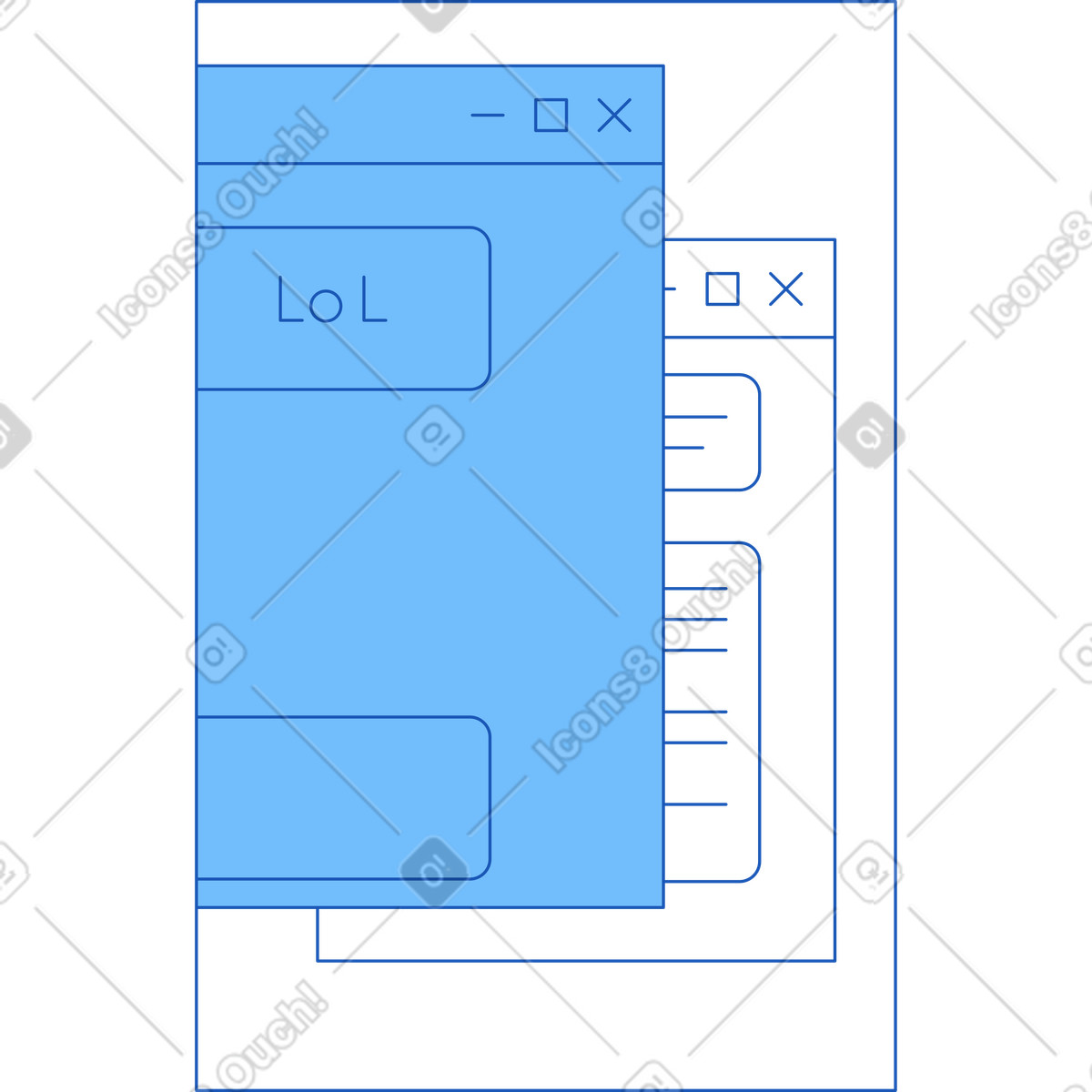 Frame vertical browser windows illustration in Storyline style download in PNG, SVG