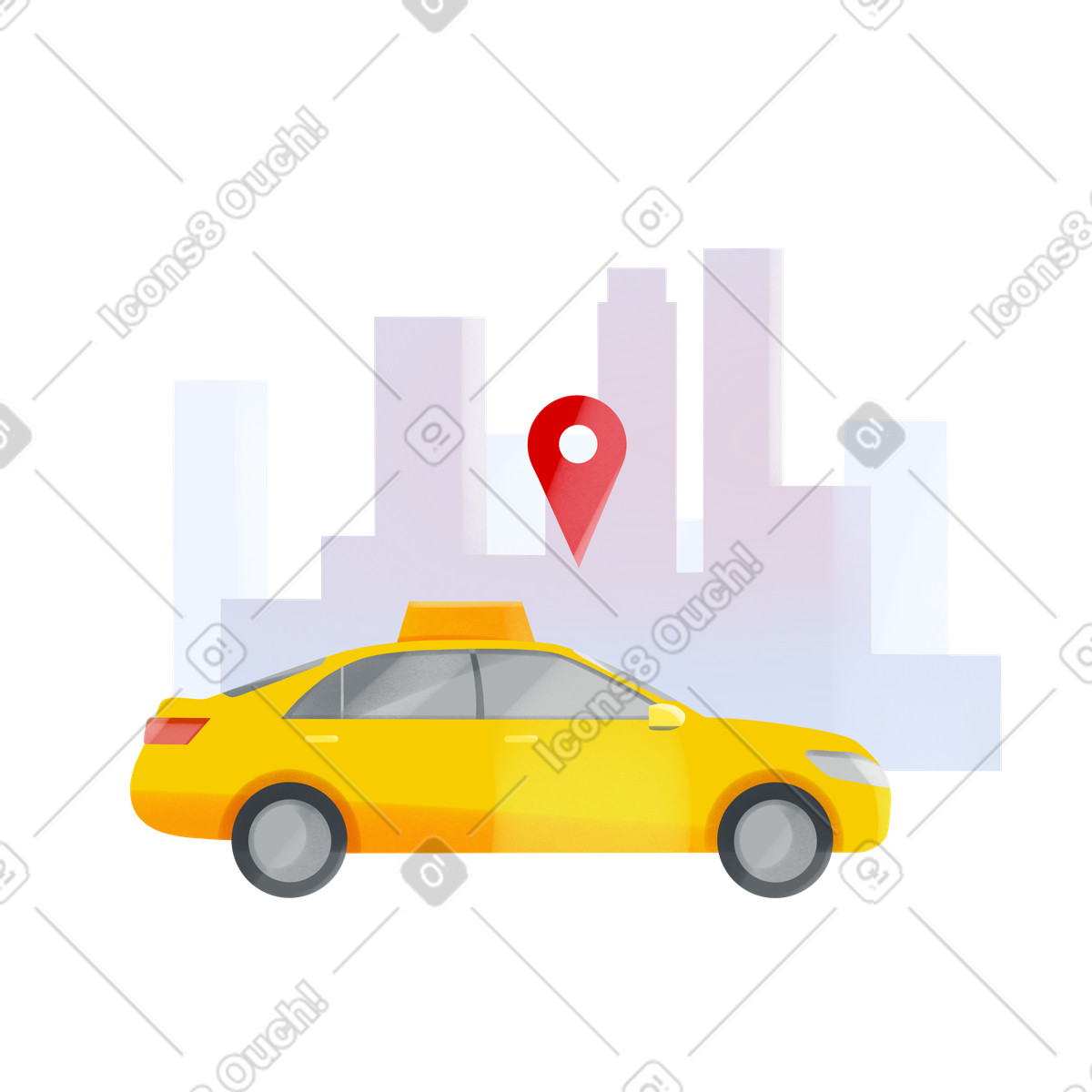 Taxi on the background of city illustrazione in stile Shine scarica in PNG, SVG