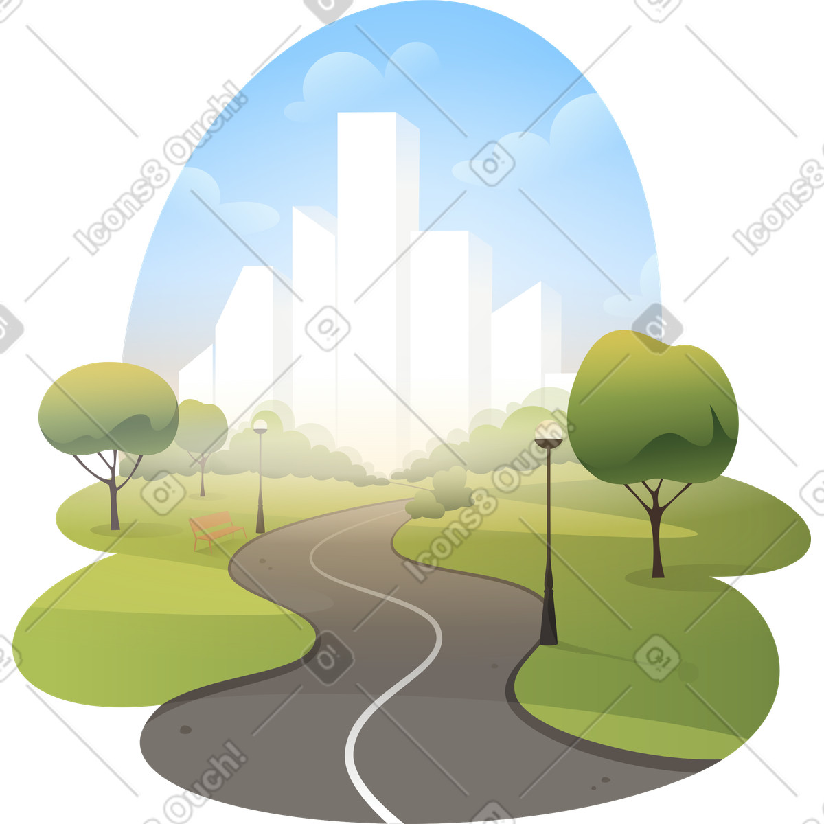 Hintergrundpark-Illustration im Vivid-Stil als Download in PNG, SVG