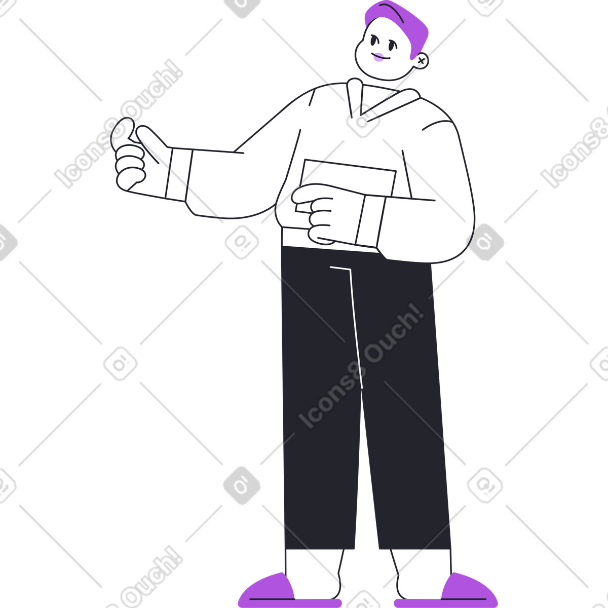 下载 Grapy 风格的 穿着白色连帽衫站着的男人 插画，支持 PNG、SVG 格式