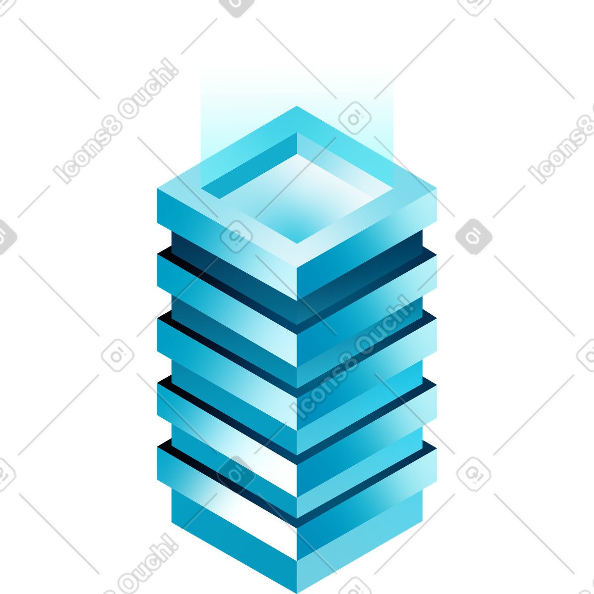 Gradient building with glow on top illustration in PNG, SVG