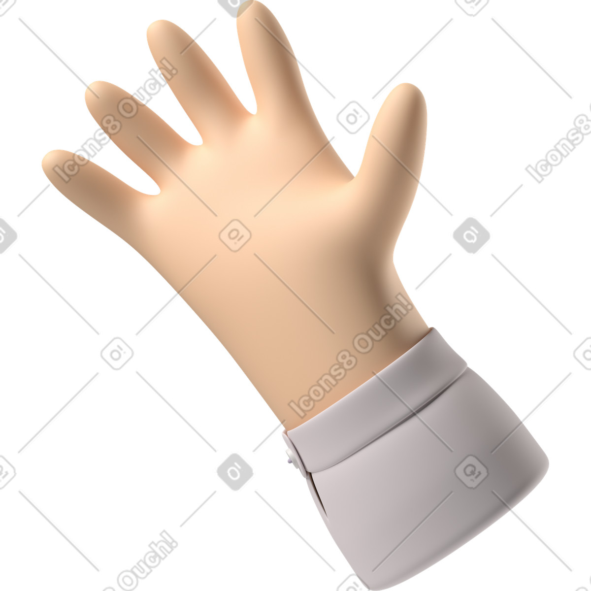 Ilustração de Mão pele pálida acenando olá em no estilo 3D Hands Fun&Wild para baixar em PNG, SVG
