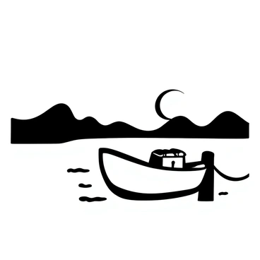 A small boat securely anchored in a calm harbor at sunset, reflecting peace and stability.