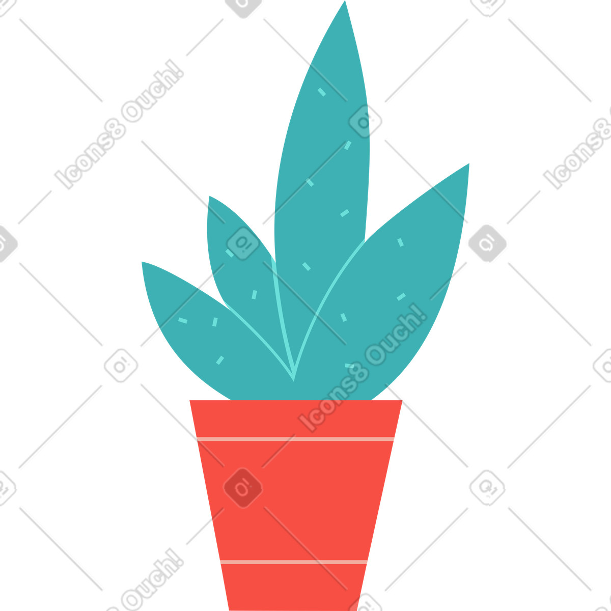 Cactus verde in un vaso rosso illustrazione stile Sammy scarica PNG, SVG