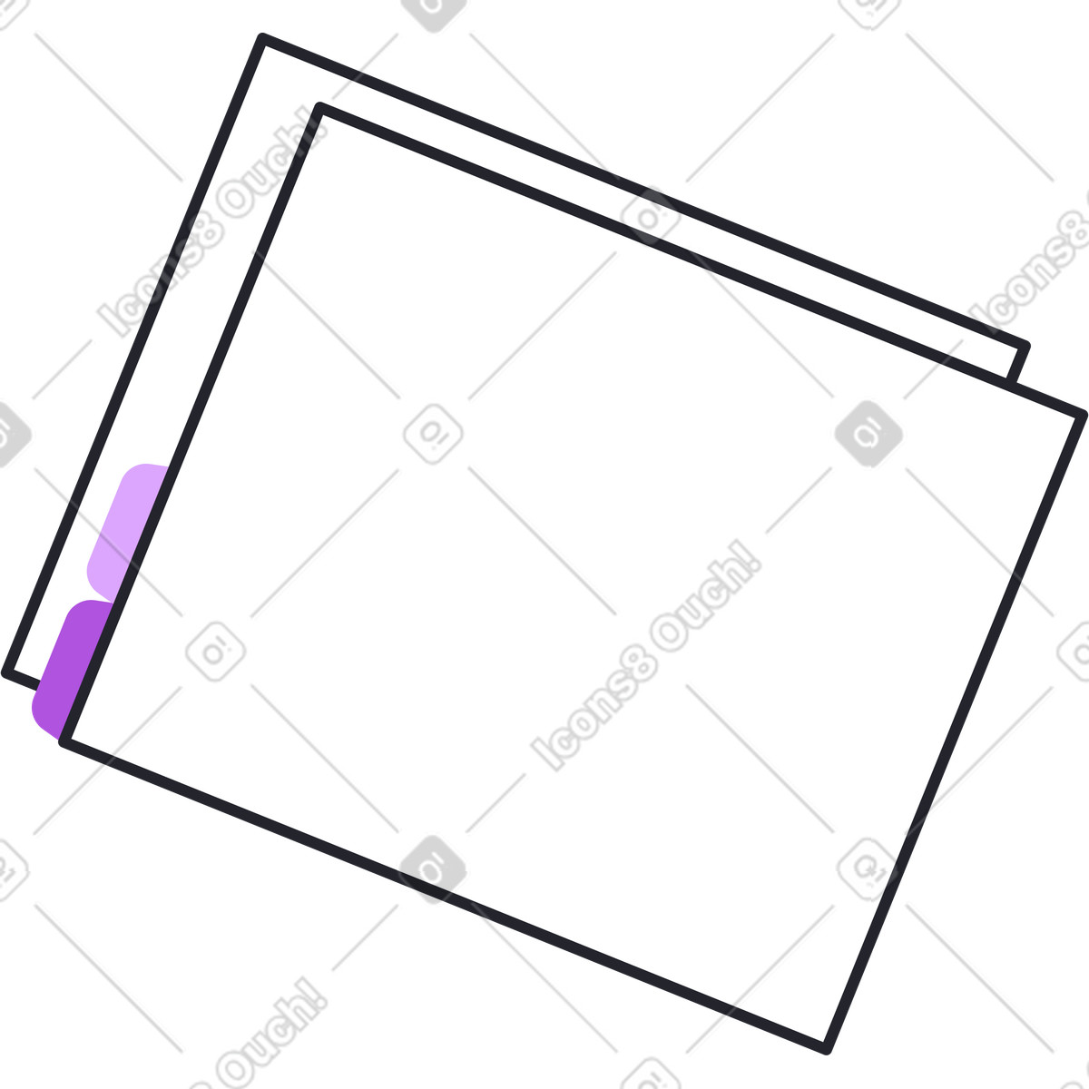 Weißer ordner mit dokumenten-Illustration im Grapy-Stil als Download in PNG, SVG