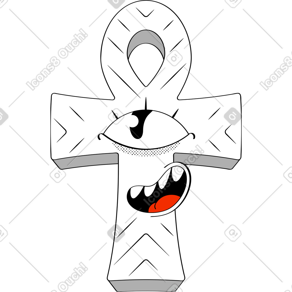 Ankh egiziano illustrazione in stile Looney scarica in PNG, SVG