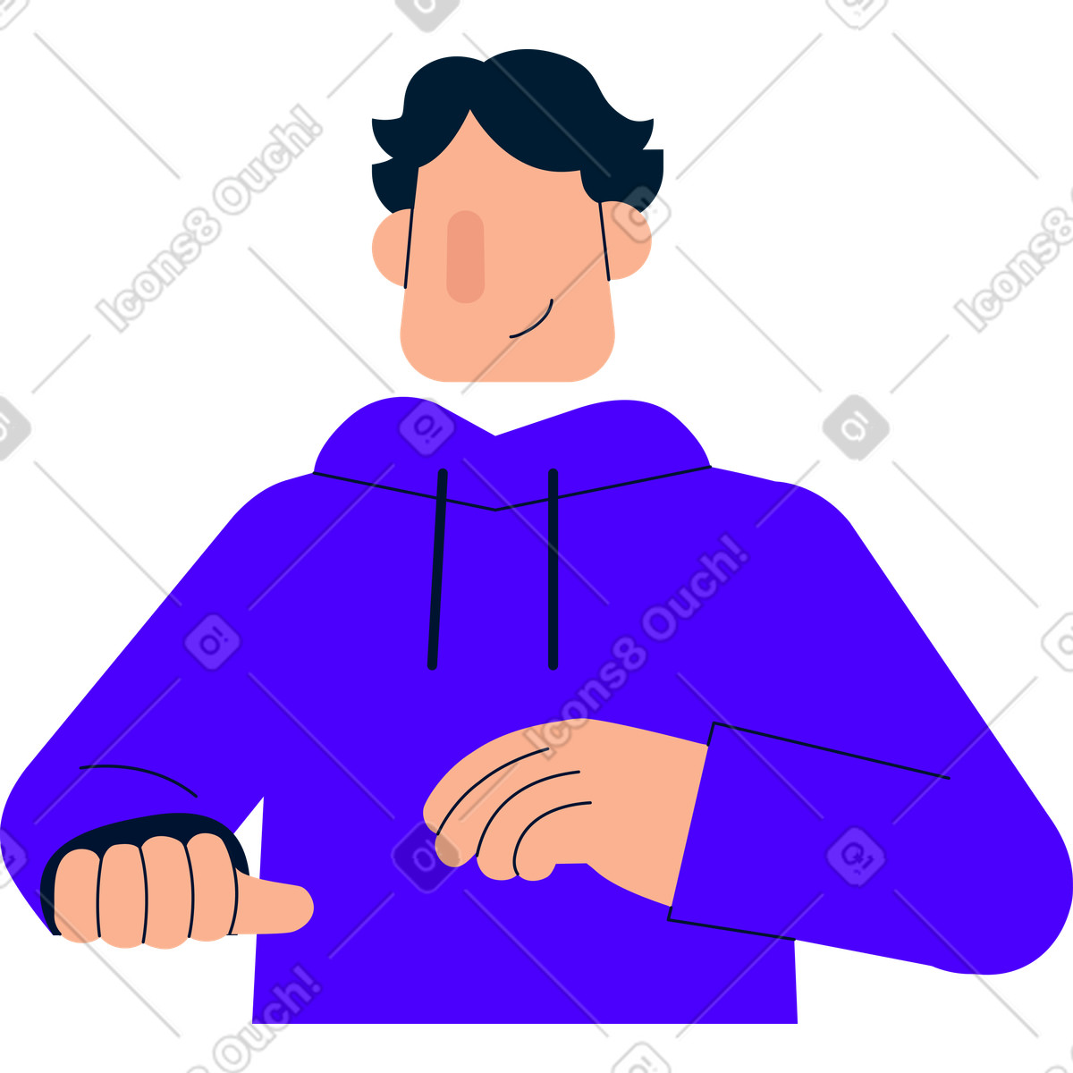 Ilustração de Homem moletom azul está segurando algo em no estilo Cubes para baixar em PNG, SVG