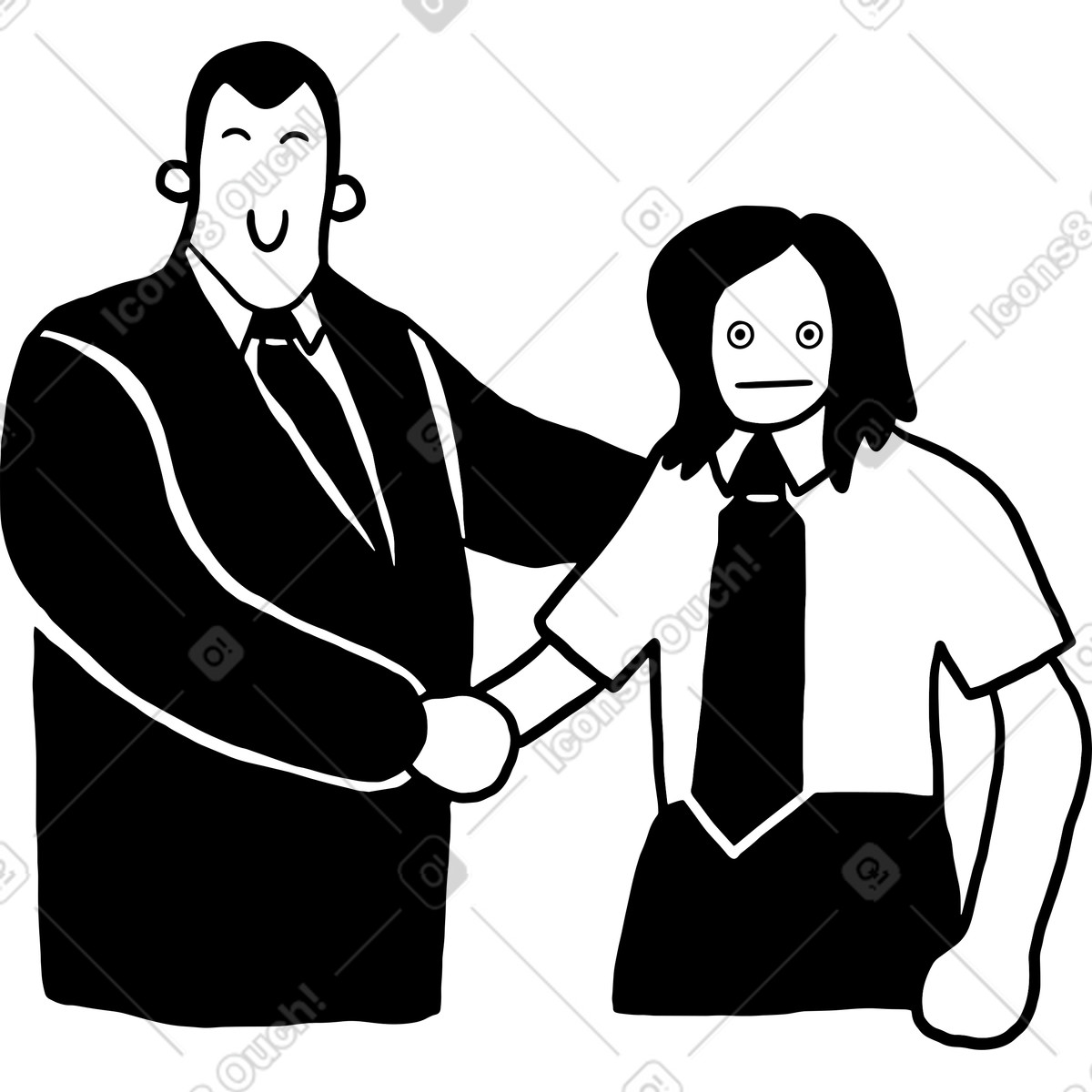 Dudes スタイルの 握手をする2人の落書きキャラクター のイラストをPNG、SVG形式でダウンロード