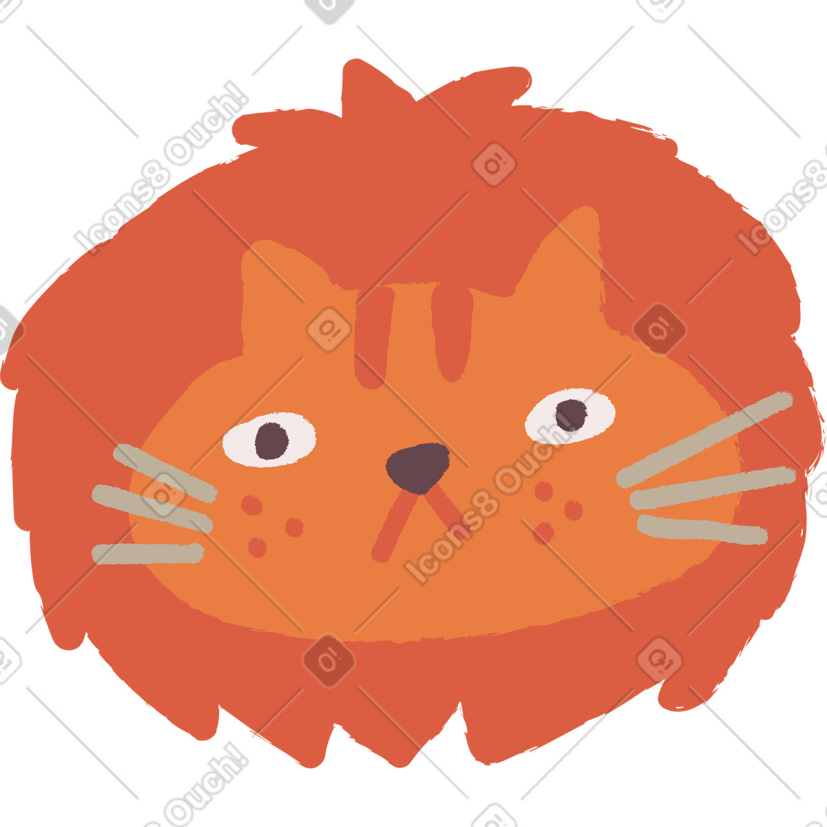 Löwe-Illustration im Ginger Cat-Stil als Download in PNG, SVG