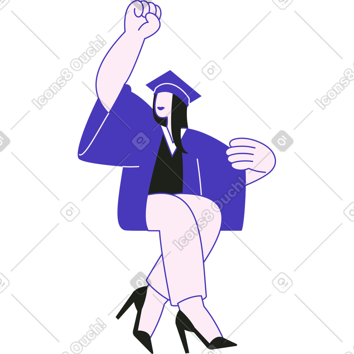 Ilustração de Mulher sentada e saudando em no estilo Blueberry para baixar em PNG, SVG