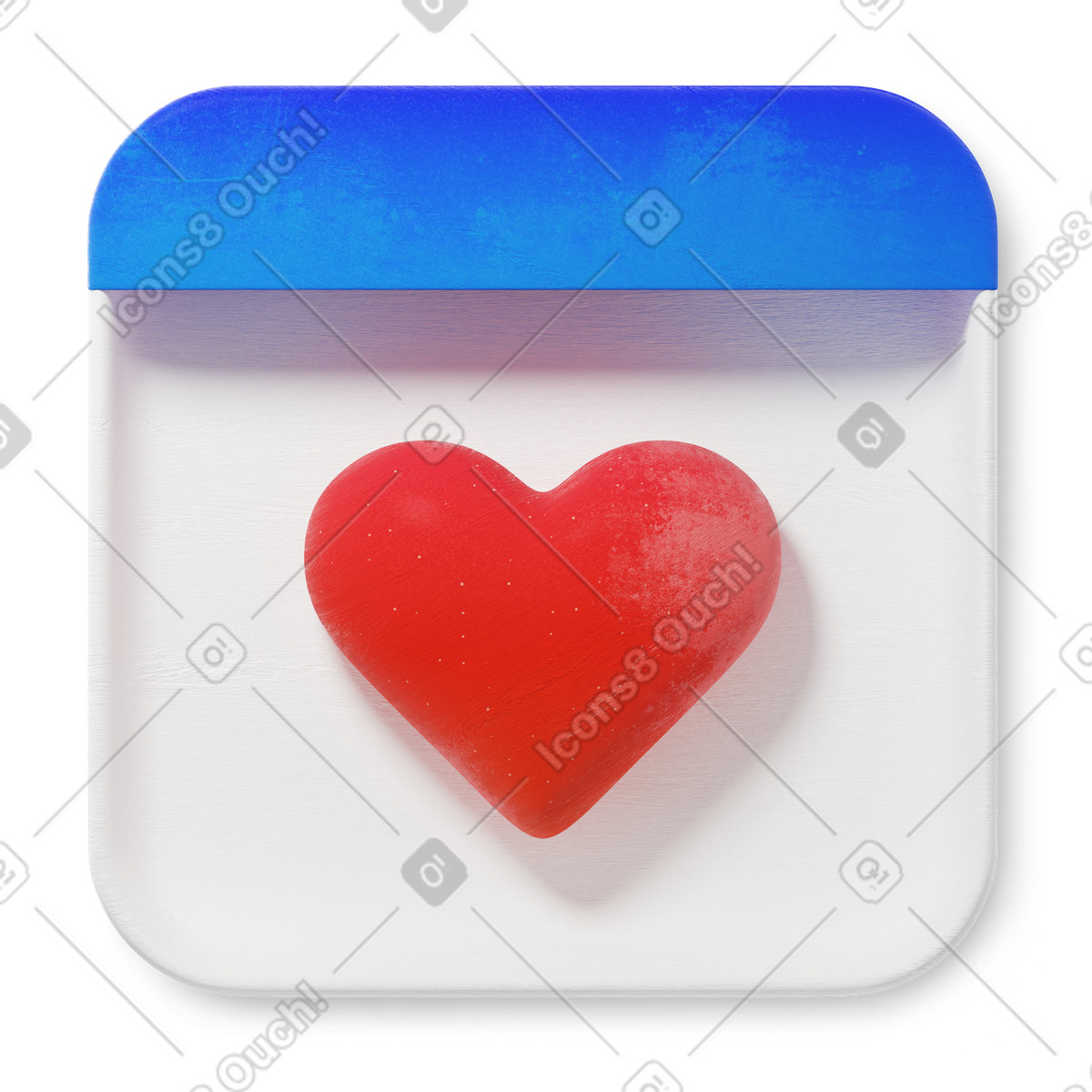 Heart calendar icon for medical appointment reminder and wellness tracking-Illustration im 3D Microsoft Fluent illustration-Stil als Download in PNG, SVG