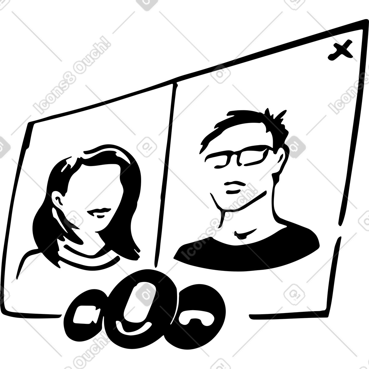 Online call illustration in Line style download in PNG, SVG