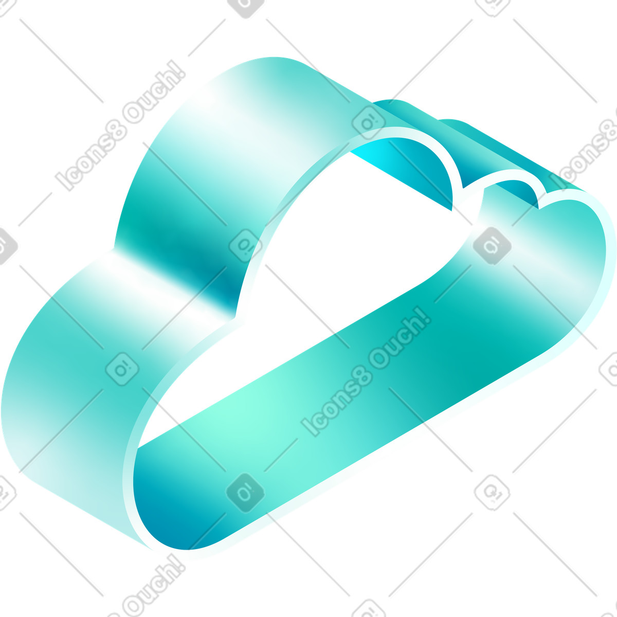 Isometrische blaue wolke-Illustration im Glare-Stil als Download in PNG, SVG