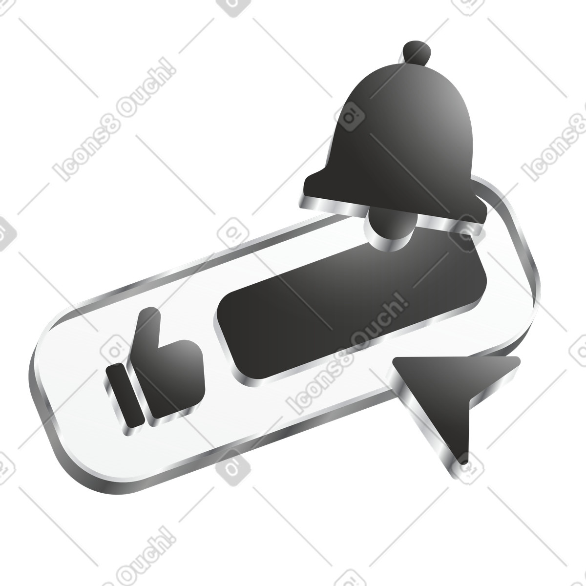 Notification bell with like icon, Push alerts and reminder system, Social media interaction feedback illustration in Token style download in PNG, SVG