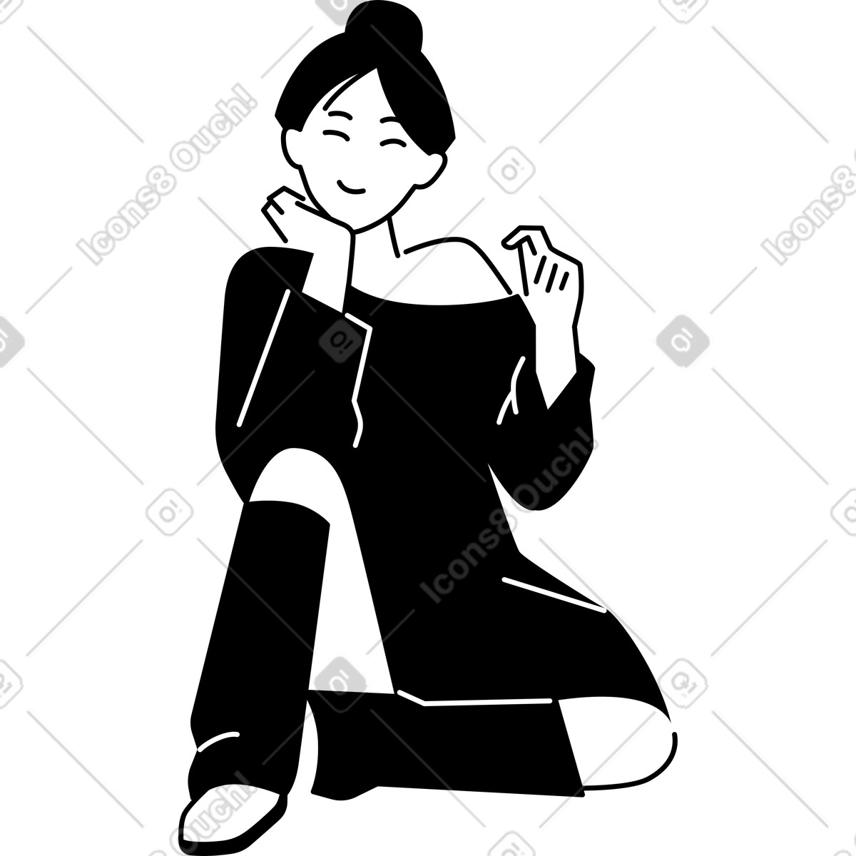 Illustration Jeune femme assise dans le style Weekday à télécharger aux formats PNG, SVG