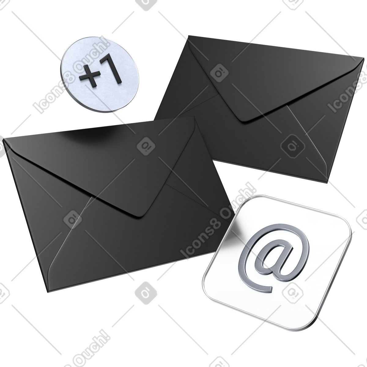 Nuova notifica email, avviso di messaggio in arrivo, icona aggiornamento della posta arrivo illustrazione stile 3D Pro scarica PNG, SVG