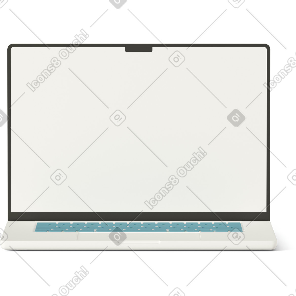 3D Casual life 스타일의 Laptop white screen 일러스트레이션 PNG, SVG 다운로드