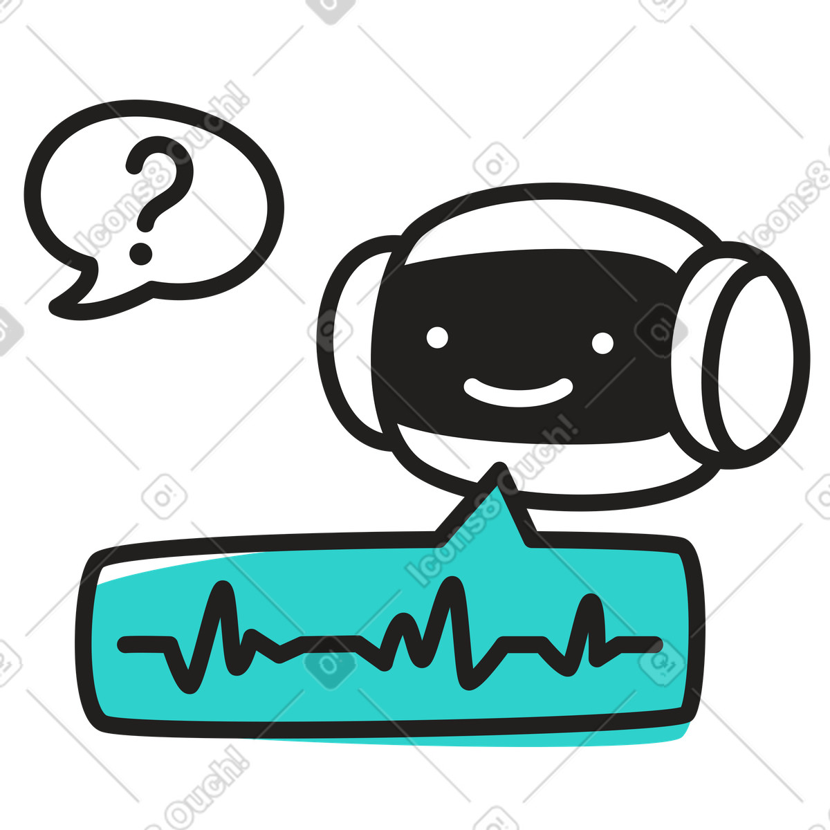 Little スタイルの Chatbot answering the question のイラストをPNG、SVG形式でダウンロード