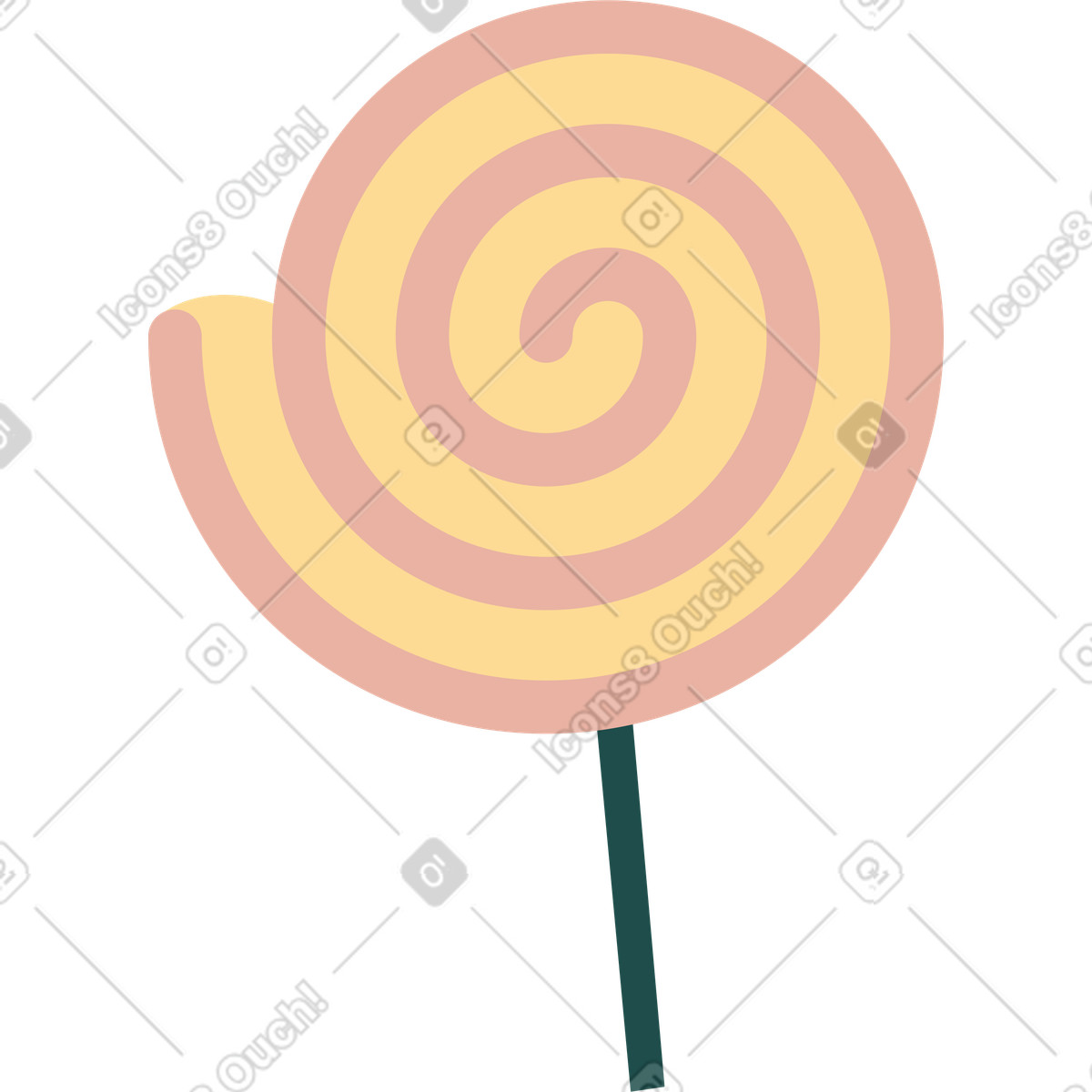 Lecca a spirale gialla e rossa illustrazione in stile Kiddo scarica in PNG, SVG