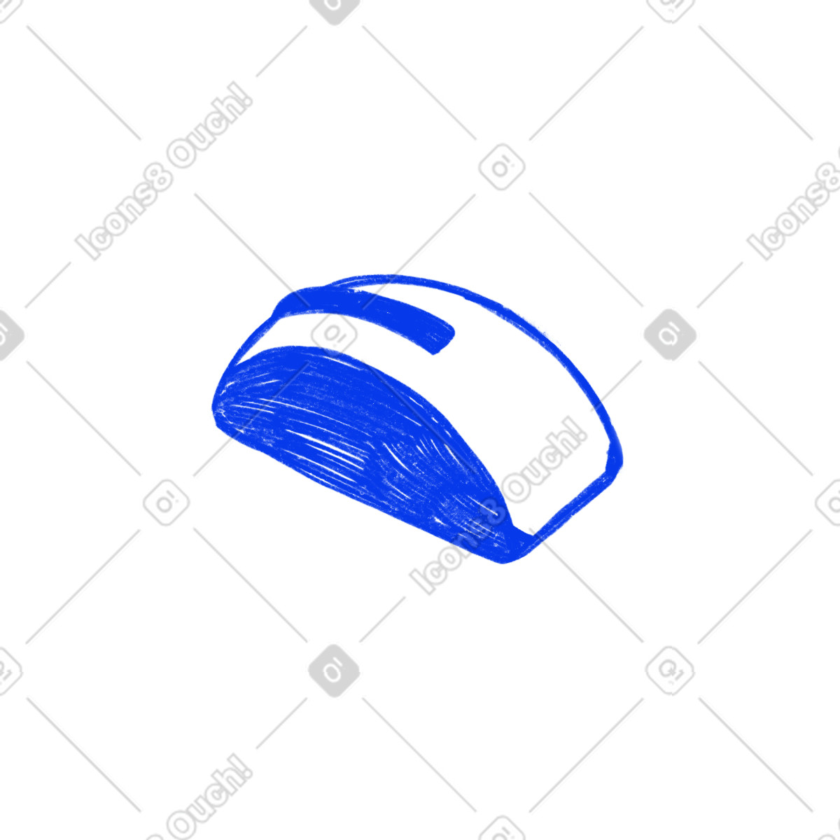 Blue computer mouse illustration in Biro style download in PNG, SVG