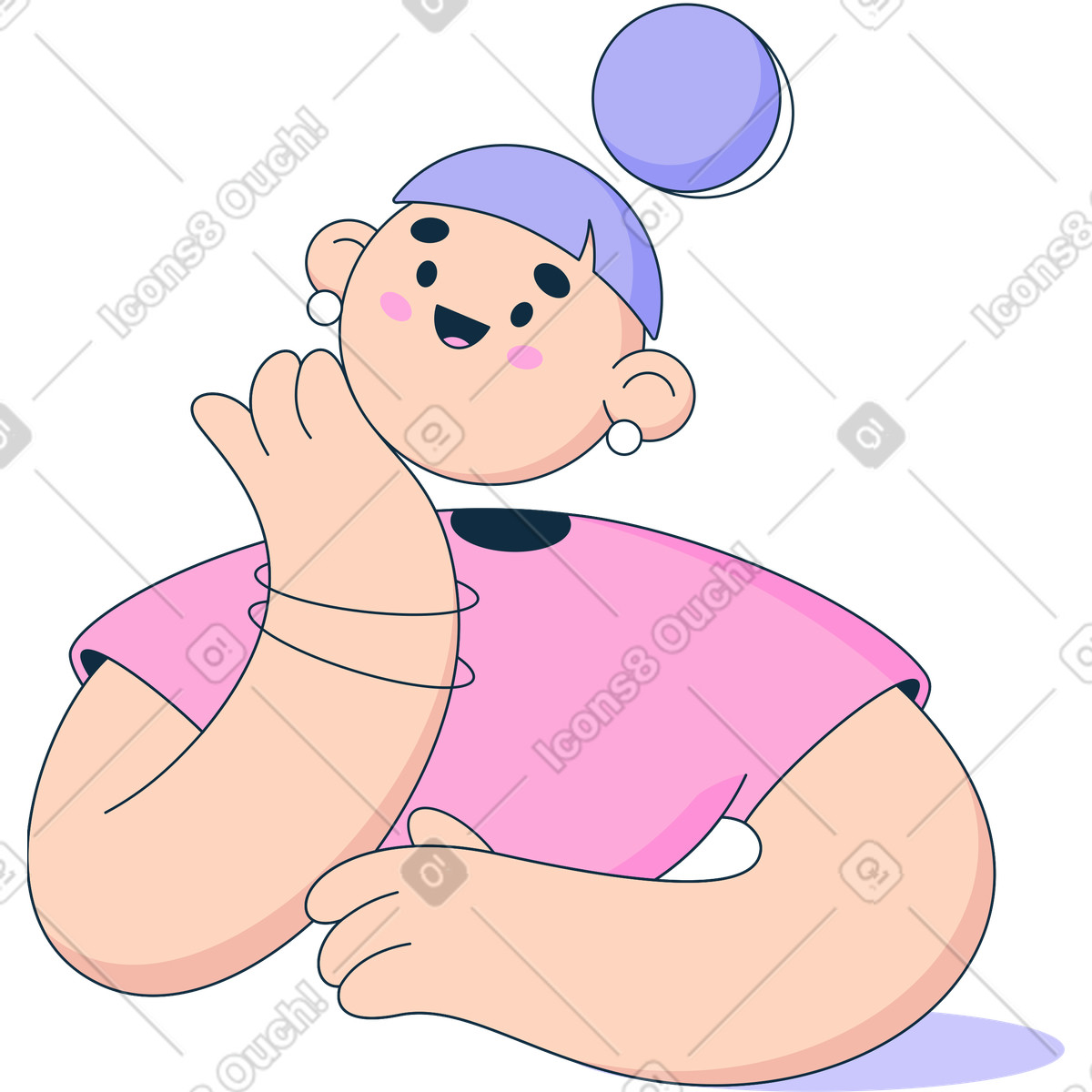 Girl waiting animated illustration in GIF, Lottie (JSON), AE