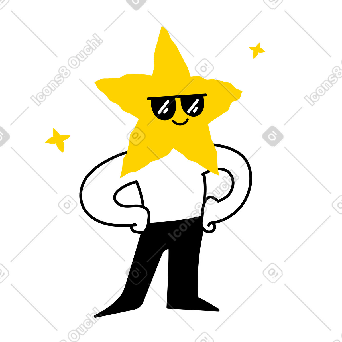 Character with star head representing leadership illustration in Giggle style download in PNG, SVG