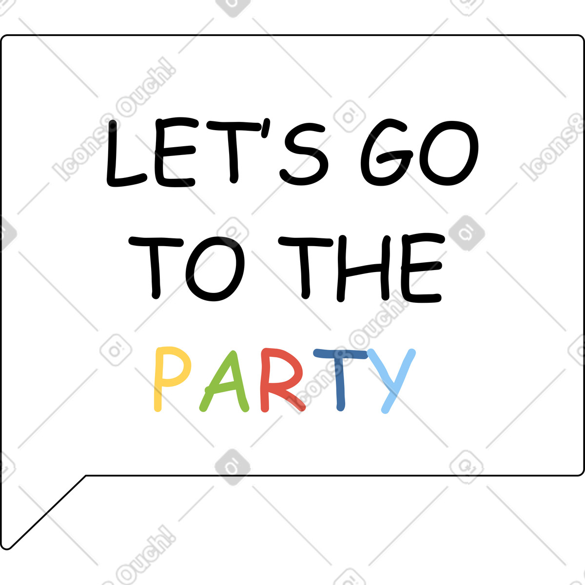Lass uns zur party gehen-Illustration im Sitcom-Stil als Download in PNG, SVG