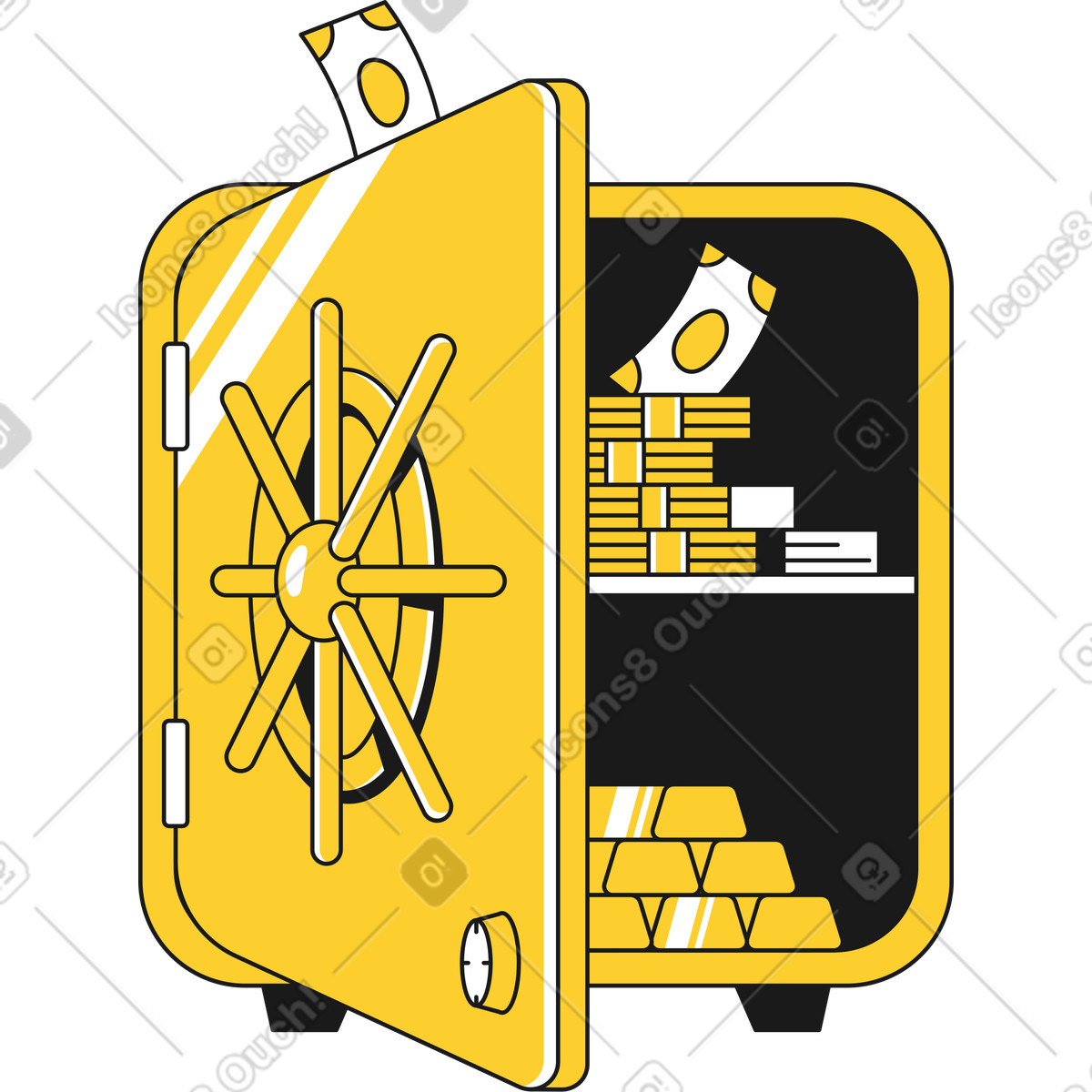 Taxi 스타일의 화살표로 금고 열기 일러스트레이션 PNG, SVG 다운로드