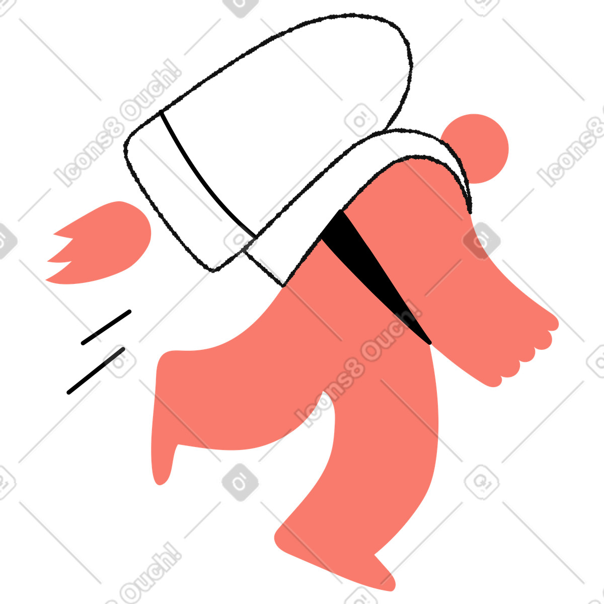 下载 People 风格的 Rocket backpack character flying forward with minimalist bold body shape 插画，支持 PNG、SVG 格式