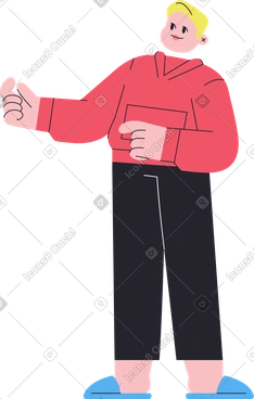 Man in red hoodie standing PNG, SVG