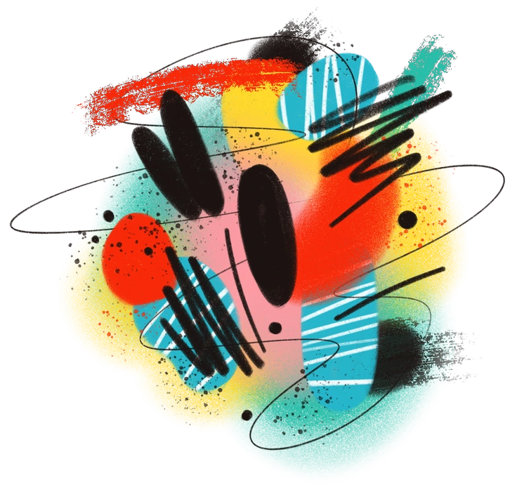 An abstract blue shape with black lines - Textures style illustration