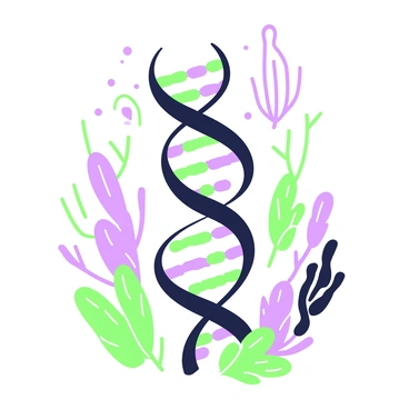 A detailed illustration of a firefly's DNA helix is central to the image. The DNA strand is depicted in a double-helix structure, with the characteristic twisting form. Each base pair appears distinctly represented, showcasing the biological complexity. Surrounding the helix, there are small glowing elements that emulate the luminescence of a firefly's light. The background features subtle hints of a forest environment, with silhouettes of leaves and branches that give context to the firefly's natural habitat.