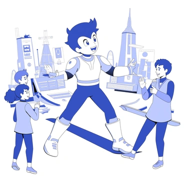 Astro Boy is in a dynamic pose, ready to compete in a futuristic sports event. He is wearing advanced sports gear that enhances his abilities, including sleek, aerodynamic pads on his arms and legs. The equipment features various high-tech gadgets and glowing indicators, showcasing its advanced technology. Around him, there are futuristic sports structures, such as high-tech obstacles and floating platforms. Spectators with diverse appearances and futuristic attire are watching the event with excitement. The background displays a vibrant skyline of towering structures and digital billboards, adding to the high-energy atmosphere of the competition.