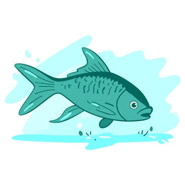 A teal fish with translucent fins is gracefully swimming through the water. The fish displays intricate patterns on its body, which shimmer in the light. Its fins flow gently, creating a sense of movement and fluidity. The background is a soft, blurred blend of colors that enhances the ethereal quality of the scene, allowing the fish to stand out prominently. The overall composition conveys a sense of tranquility and elegance.