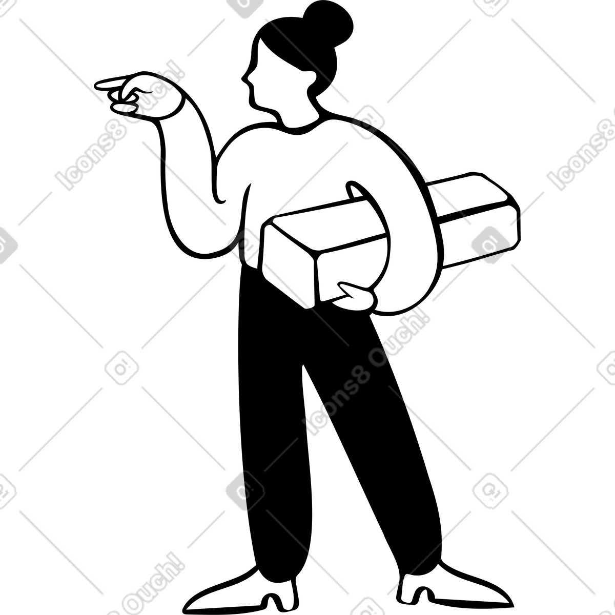 Ilustração de Mulher com bloco em PNG e SVG