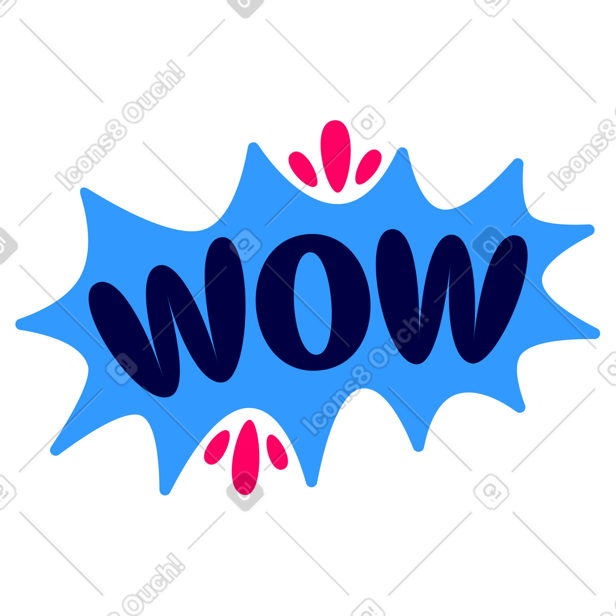 Ilustración animada Pegatina de letras guau en estilo Rondy Stickers a descargar en GIF, Lottie (JSON), AE