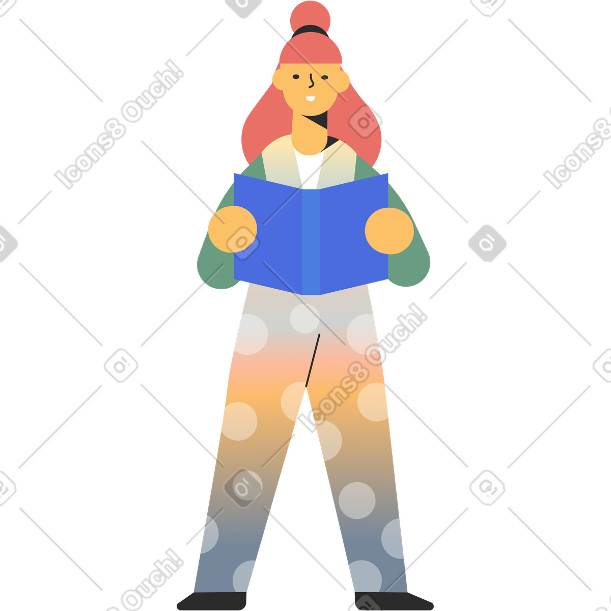 Marginalia スタイルの Girl reading のイラストをPNG、SVG形式でダウンロード