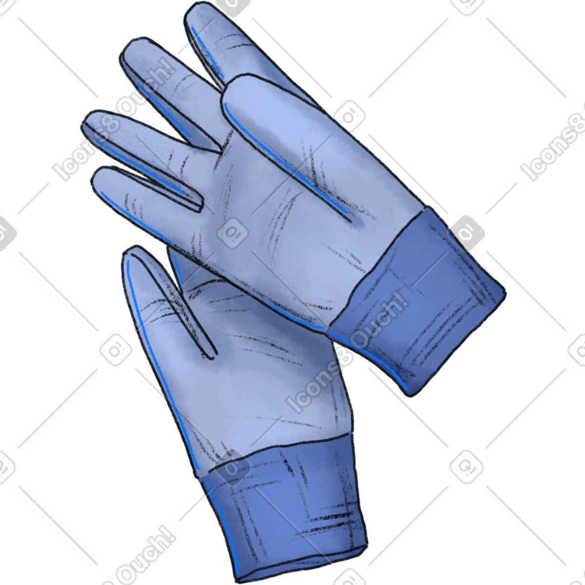 Blue garden gloves illustration in Moments style download in PNG, SVG