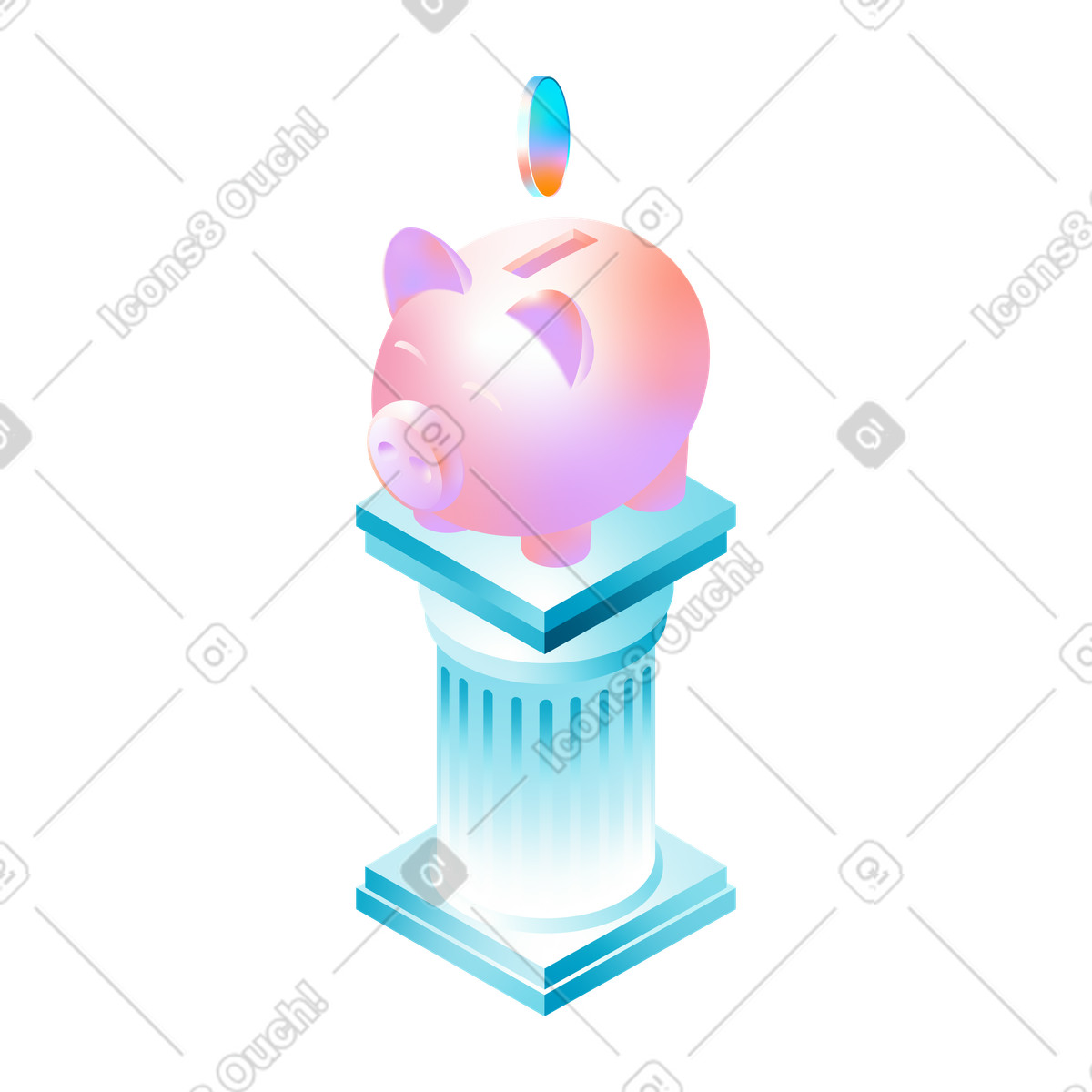 Putting savings in a piggy bank illustration in PNG, SVG
