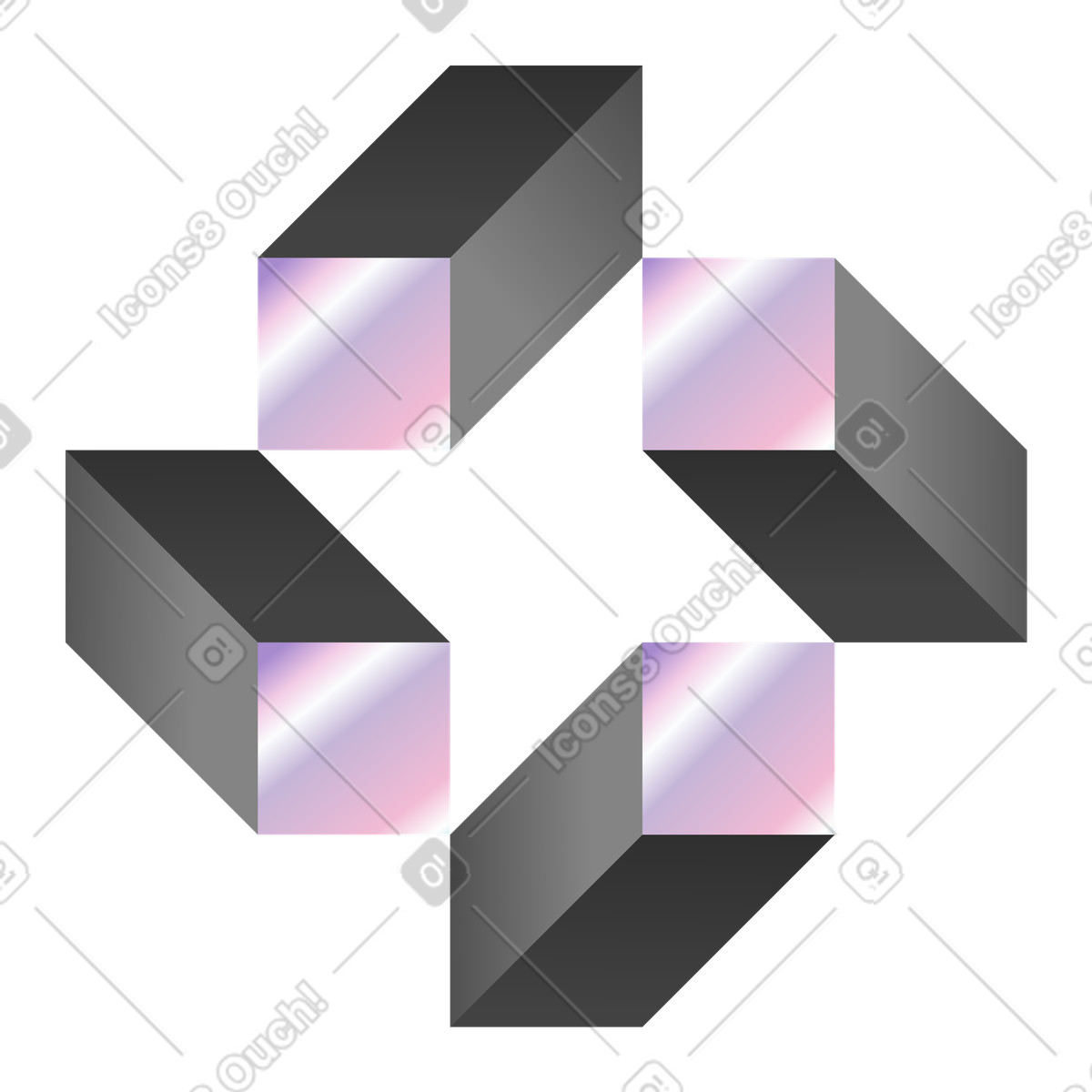 Illusion スタイルの 星形を形成する幾何学的なブロック のイラストをPNG、SVG形式でダウンロード