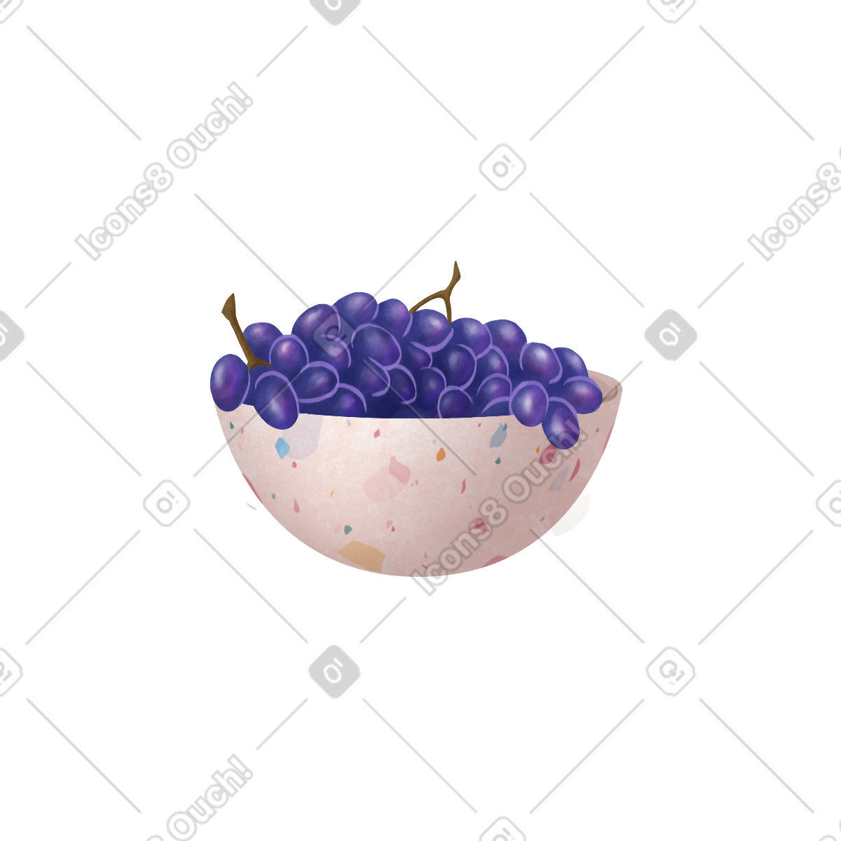 Ilustração de Bowl of grapes em no estilo Lifestyle para baixar em PNG, SVG