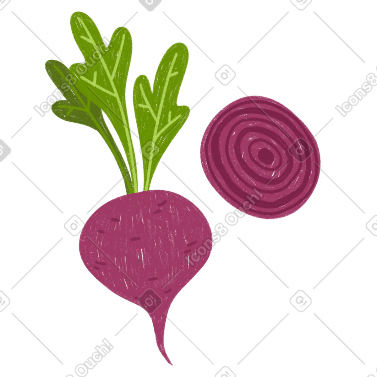 Ilustración Remolacha y rodaja de en estilo Cozy a descargar en PNG SVG