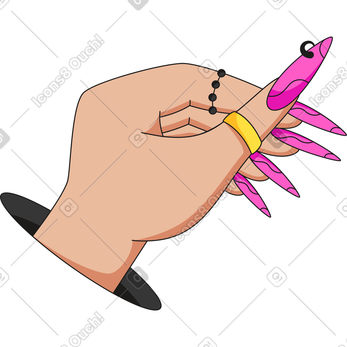 下载 Moji 风格的 弯曲的手 插画，支持 PNG、SVG 格式