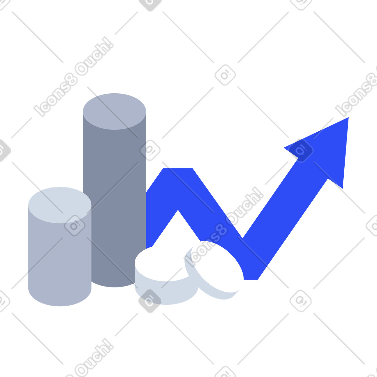 Illustration Stacks of coins and growing arrow, income financial success dans le style System à télécharger aux formats PNG, SVG