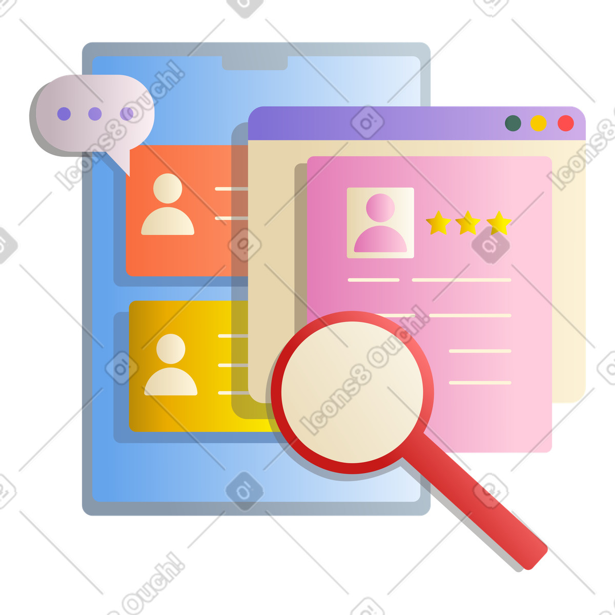 Bewerber online rekrutieren, einstellen-Illustration im Silky-Stil als Download in PNG, SVG
