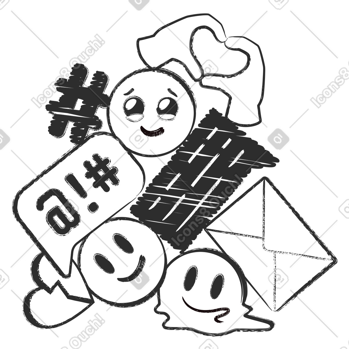 Direct messages emojis reaction clipart with chat bubbles vector illustration
