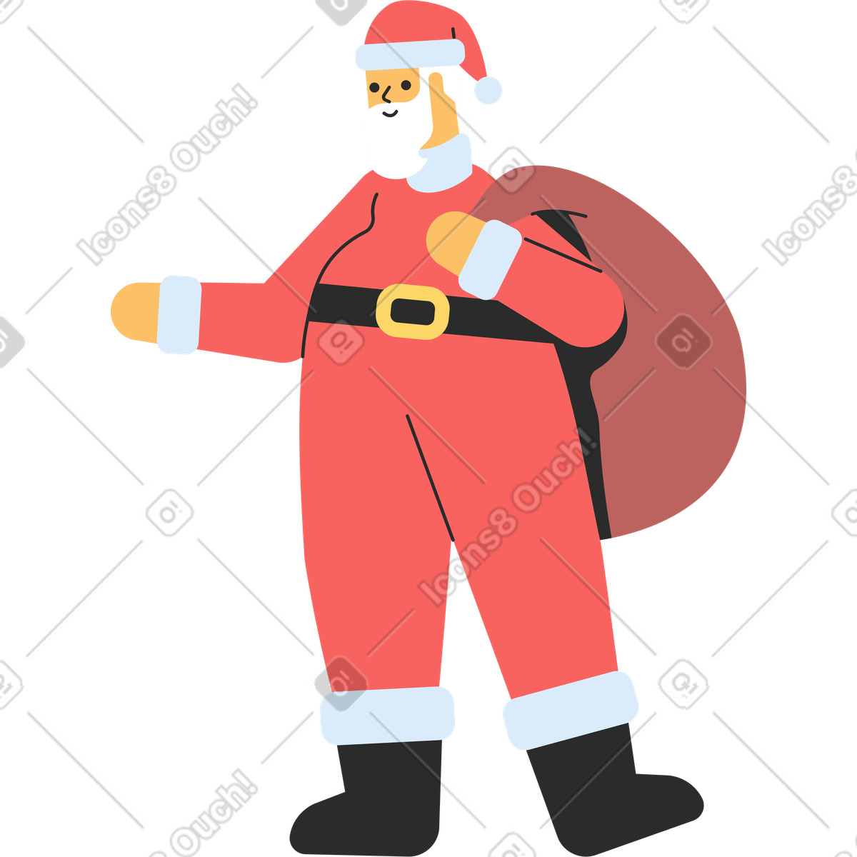 Illustration Santa claus with a big bag dans le style Marginalia à télécharger aux formats PNG, SVG