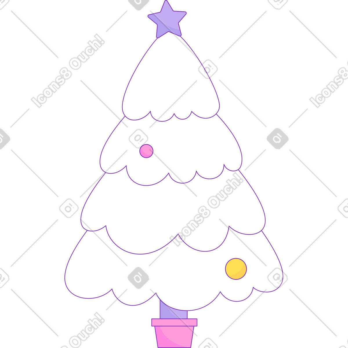 Albero di natale bianco illustrazione in stile Elastic scarica in PNG, SVG