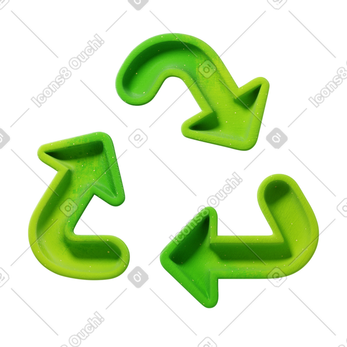 Eco friendly recycling sign with three rotating green arrows illustration in 3D Microsoft Fluent style download in PNG, SVG